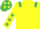 Yellow, emerald green epaulets, yellow sleeves, emerald green stars, emerald green cap, yellow stars