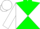 green, white diabolo, white sleeves, white cap