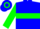 Blue, green oak leaf, green hoop on sleeves