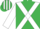 Emerald Green, White cross belts and sleeves, striped cap