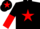 Black, red star, halved sleeves and star on cap