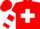 Red, white cross, white hoops on sleeves