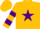 Gold, purple star, purple bars on sleeves, gold cap