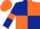 Dark Blue and Orange (quartered), Dark Blue sleeves, Orange armlets, Orange cap