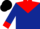 Dark Blue, red yoke, red cuffs, Black cap