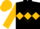 Black, gold diamond hoop, gold diamond seam on sleeves, gold cap