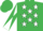 Emerald green, white stars, white and emerald green diabolo on sleeves, emerald green cap