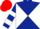 DARK BLUE and WHITE diabolo, hooped sleeves, RED cap