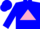 Blue, pink triangle, blue sleeves, blue cap