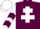 Maroon, white cross of lorraine, white sleeves, maroon chevrons, white cap