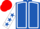 Royal blue, white seams, white sleeves, royal blue stars, red cap