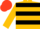 Gold, Black hoops, Scarlet cap