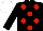 Black, red spots, white cap