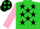 Lime, black stars on pink sleeves