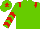 Light green, red epaulettes, red chevrons on sleeves, red star on cap