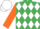 Emerald Green and White diamonds, Orange sleeves, white cap