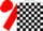 White, black blocks, red sleeves, red cap