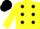 Yellow, Black spots, Yellow sleeves, Black cap