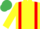 Yellow, Red braces, Emerald Green cap