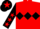 Red, black triple diamond, black sleeves, red stars, black cap, red star
