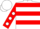 White, red hoops, red sleeves, white spots, white cap