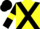 YELLOW, BLACK cross belts, BLACK sleeves, YELLOW armlets, BLACK cap