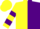 Yellow and Purple (halved), hooped sleeves, Yellow cap