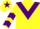 Yellow, purple chevron, chevrons on sleeves, yellow cap, purple star