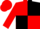 Red & black quarters, red sleeves, black cuffs