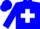 Blue, front white cross, white band, blue hma inc