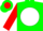 Green, red and white, green and red 'vr' on white ball, green and red sleeves