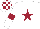 White, maroon star, maroon armlet, check cap