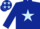 Dark blue, light blue star, light blue stars on cap
