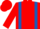 Red, royal blue braces, royal blue band on sleeves, red cap