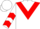 White, red inverted chevron, red chevrons on sleeves