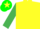 Yellow, emerald green slvs, green cap, yellow star