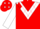 Red, white triangular panel, red diamonds on white sleeves