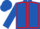 Royal blue, red seams, royal blue sleeves and cap
