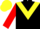 Black, yellow chevron, red sleeves, yellow cap