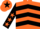 Orange, black chevrons, black sleeves, orange stars, orange cap, black star