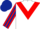 White, red chevron, red and dark blue striped sleeves, dark blue cap