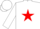 White, red 'r' and star, white cap