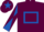 Maroon, royal blue hollow box, royal blue sleeves, maroon diabolo, maroon cap, royal blue star