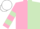 Pink & light green halved, hooped sleeves, white cap