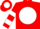 Red, red 'crusaders stable' on white ball, white bars on sleeves