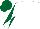 White, white and dark green diabolo on sleeves, dark green cap