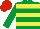 Emerald green and yellow hoops, red cap