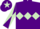Purple, light green triple diamond, diabolo on sleeves and star on cap
