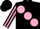 Black, large pink spots, striped sleeves