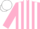 Pink and white stripes, white cap